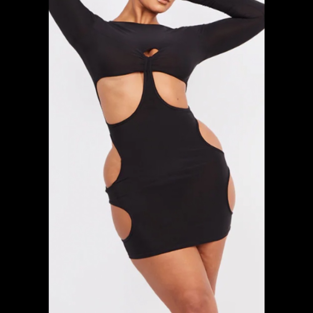 Shape Black Slinky Knot Detail Cut Out Bodycon Dress